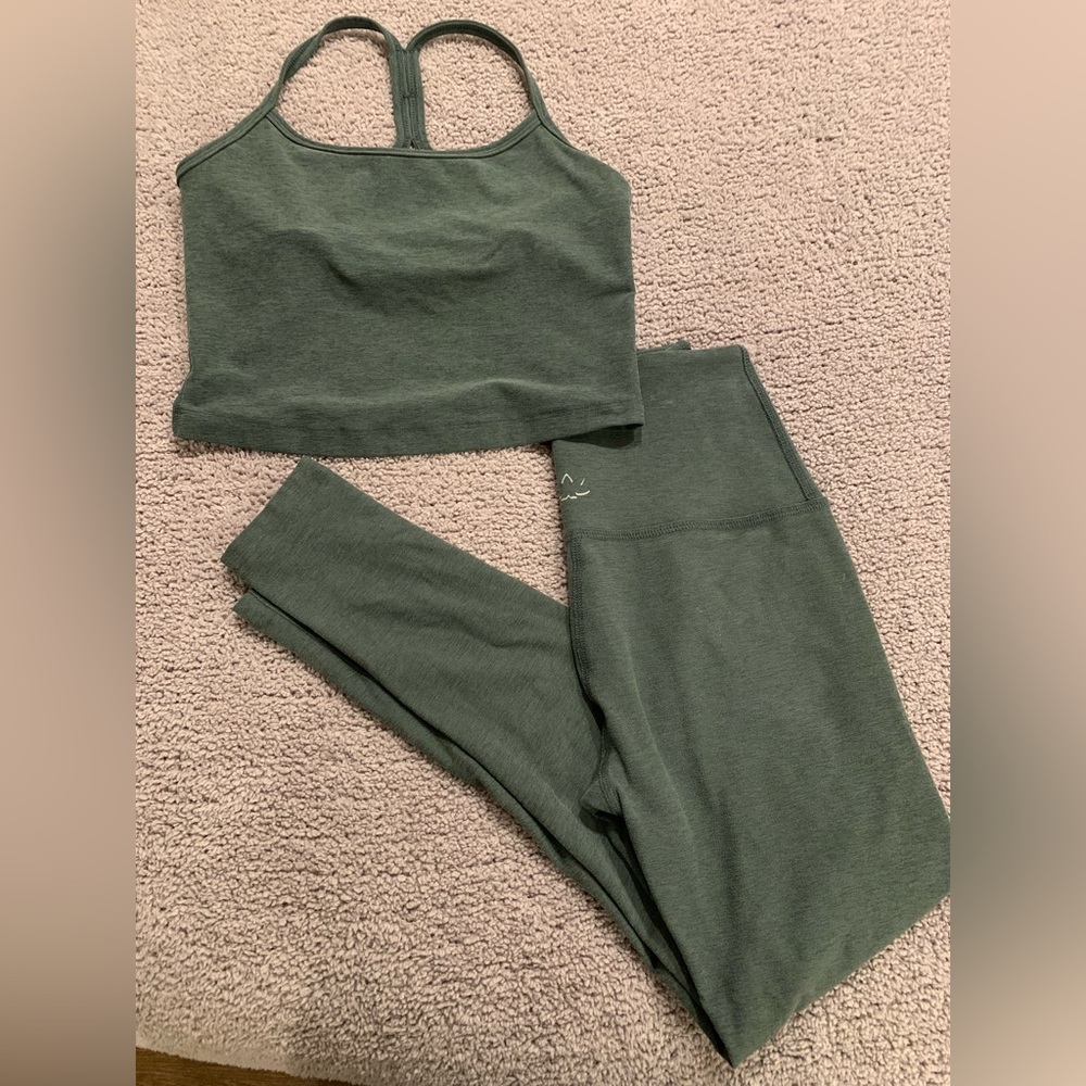 Beyond yoga space dye slim racer back cropped tank &  high waisted legging